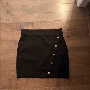 Dynamite Black Mini Skirt with Gold Button Detail